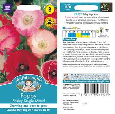Mr Fothergills Poppy Shirley Single Mixed 1500 Seeds