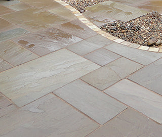 Bowland Stone Fossil Buff and Autumn Green Natural Stone Paving