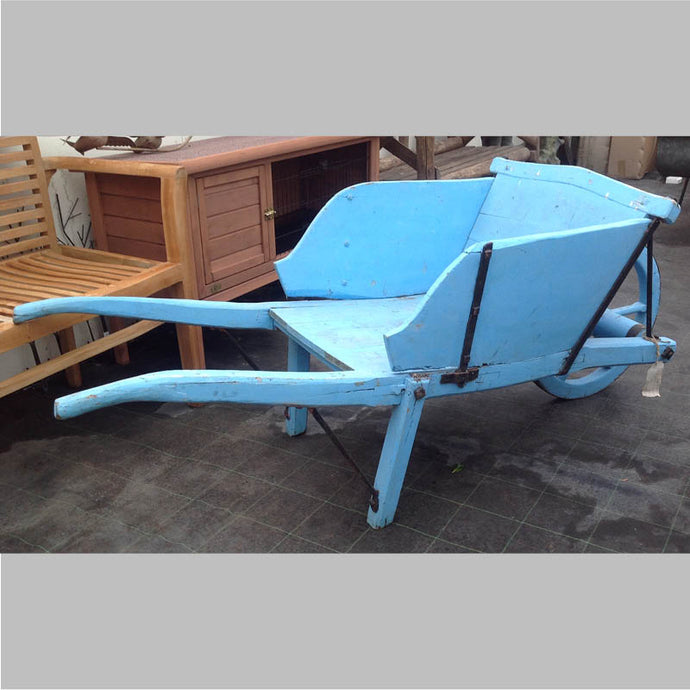 Blue French Vintage Wheelbarrow